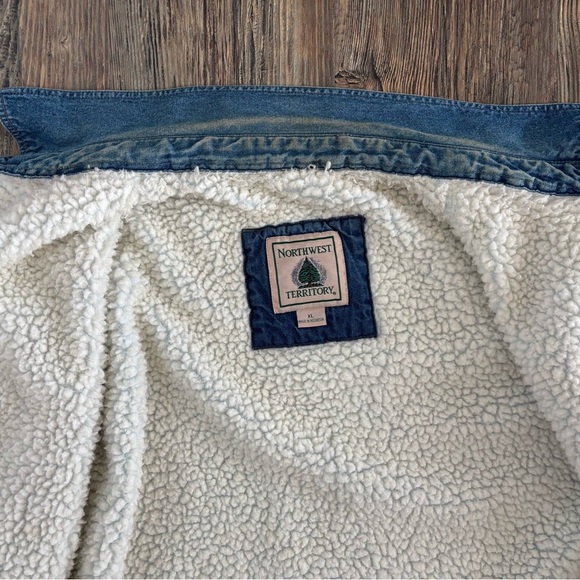 Vtg Northwest Territory Sherpa Lined Denim Trucker Shirt Jacket Shacket Mens XL - Picture 13 of 15